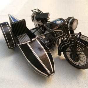 PaperCraft kit BMW R 16 Motorcycle with side-car 3d paper model crafting kit PDF plans to DIY paper craft template for hobby puzzle decor