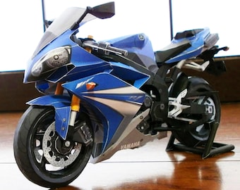 PaperCraft kit YZF-R1 Yamaha Motorcycle 3d paper model crafting kit PDF plans to print & DIY paper craft template for hobby puzzle decor