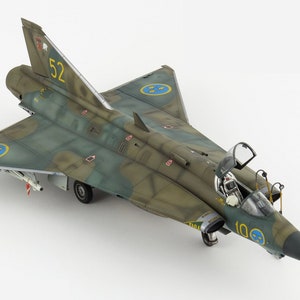 PaperCraft-kit J-35 Draken-vliegtuig 3D-bouwpakket voor papieren modellen pdf plannen om af te drukken knippen en lijmen doe-het-zelf papier knutselsjabloon hobby puzzeldecor