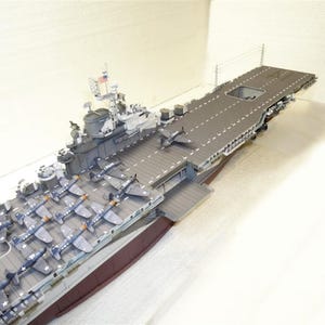 PaperCraft kit USS Ticonderoga Aircraft Carrier 3d paper model crafting kit PDF plans to DIY paper craft template for hobby puzzle decor