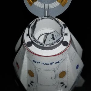 Kit de PaperCraft, nave espacial Dragon 2 SpaceX, modelo de papel 3D, kit de manualidades, planos en PDF para imprimir, cortar y plantilla de manualidades de papel para bricolaje, pasatiempo, rompecabezas, decoración