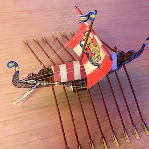 PaperCraft kit Viking Drakkar longboat 3d paper model crafting PDF plans DIY template