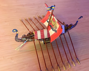 PaperCraft kit Viking Drakkar longboat 3d paper model crafting PDF plans DIY template