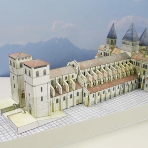 Kit de PaperCraft: Monasterio de la Abadía de Cluny, kit de manualidades con modelos de papel 3D, planos en PDF para imprimir y pegar, plantilla de manualidades de papel para bricolaje, decoración de rompecabezas de pasatiempo