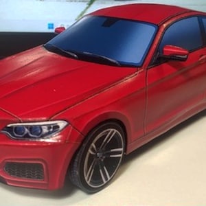 Kit PaperCraft de modelo de papel 3D de coche BMW M2 F22 rojo, planos en PDF para imprimir y plantilla de manualidades de papel para bricolaje, decoración de rompecabezas y pasatiempos