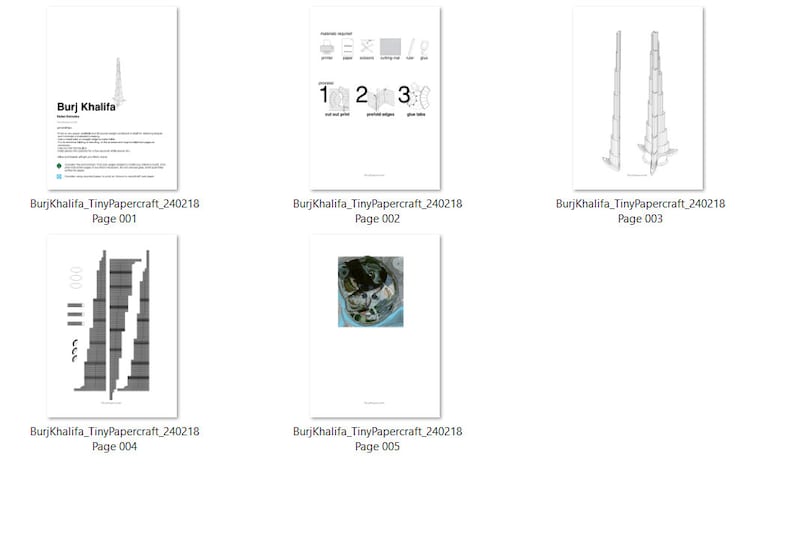 Papercraft Kit Burj Khalifa 3d Paper Model Crafting Kit PDF Plans to ...