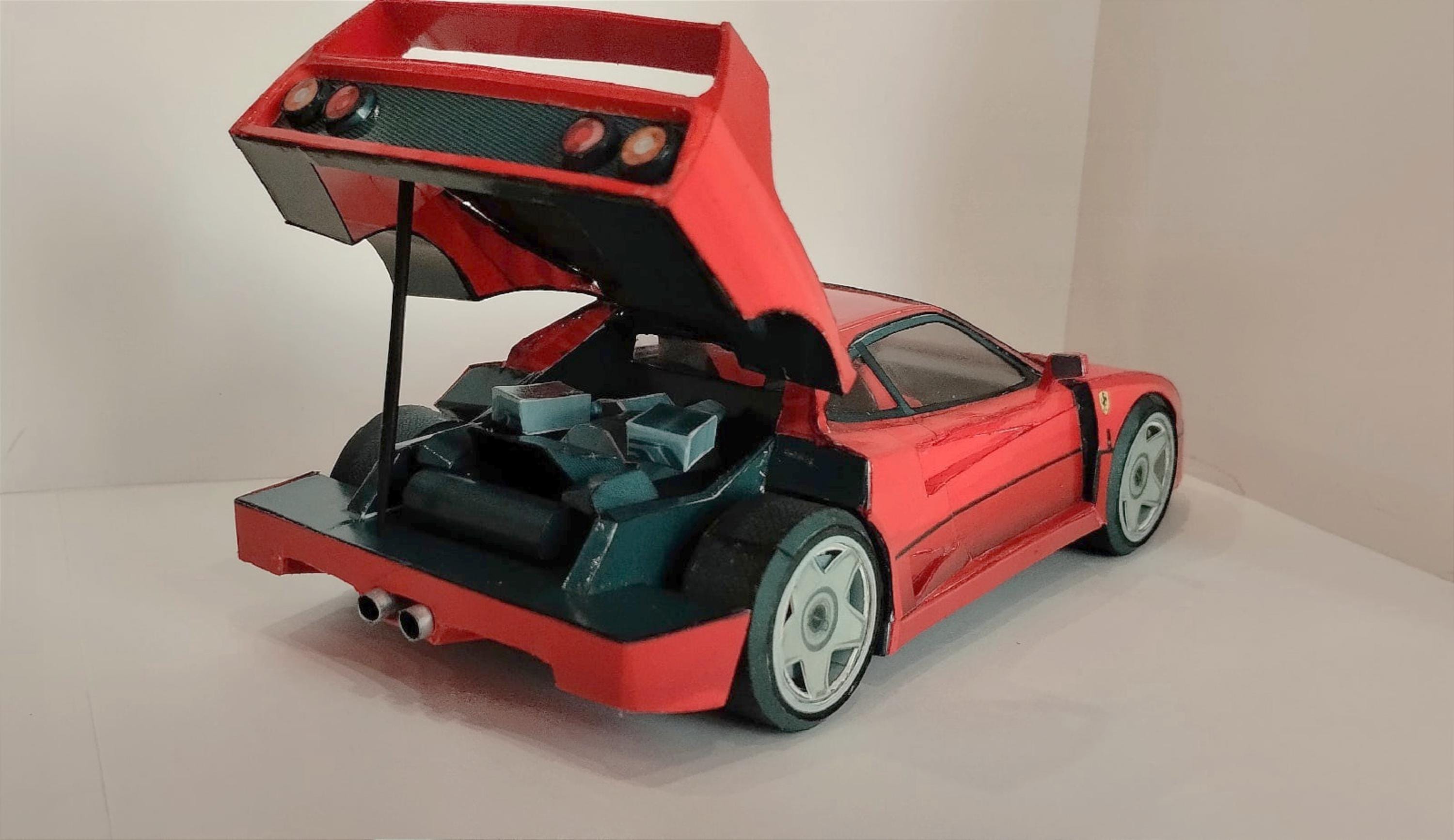 Papercraft Kit Ferrari F40 Supercar 3d Paper Model Crafting PDF Plans ...