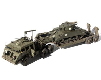 Zestaw PaperCraft Dragon Tank Transport Truck, plany PDF do tworzenia modeli papierowych 3D, szablon DIY