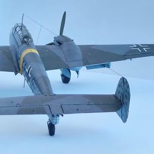 Kit de PaperCraft: avión Messerschmitt Bf 110, modelo de papel 3D, kit de manualidades, planos en PDF para imprimir y plantilla de manualidades de papel para bricolaje, pasatiempo, rompecabezas, decoración