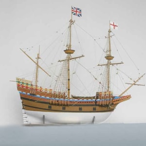 Kit de PaperCraft: modelo de papel 3D del barco de vela Mayflower, planos en PDF para hacer manualidades de papel, plantillas para decorar con rompecabezas