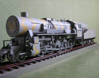 PaperCraft kit locomotive BR52 3d paper model crafting PDF plans DIY template