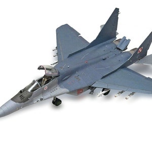 Kit de PaperCraft: avión MiG-29 Fulcrum, modelo de papel 3D, kit de manualidades, planos en PDF para imprimir, cortar y pegar, plantilla de manualidades de papel para bricolaje, pasatiempo, rompecabezas, decoración