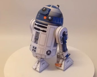 R2-D2 foldable 3d Paper Model Kit. PDF file with plans to print, cut and glue yourself. DIY papercraft puzzle. Download immediate.