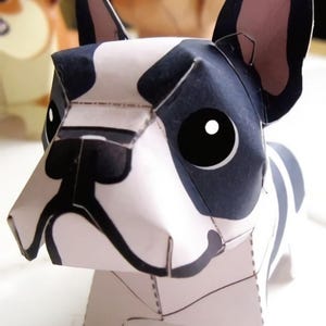 Kit de PaperCraft: modelo de papel 3D de bulldog francés, kit de manualidades, planos en PDF para imprimir, cortar y pegar, plantilla de manualidades de papel para bricolaje, para pasatiempos, rompecabezas, decoración