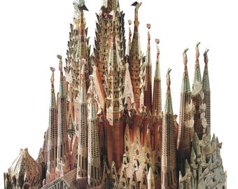 PaperCraft kit Sagrada Família Gaudi 3d paper model crafting PDF plans DIY template