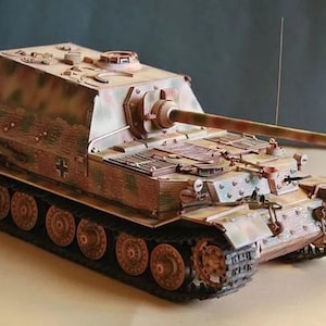 Kit de PaperCraft: Destructor de tanques de elefantes Ferdinand, kit de manualidades con modelos de papel en 3D, planos en PDF para hacer manualidades de papel para bricolaje, decoración de rompecabezas y pasatiempos