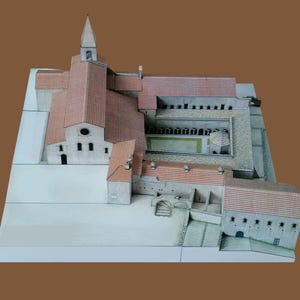 Kit de PaperCraft: Iglesia de la Abadía de Thoronet, kit de manualidades con modelos de papel 3D, planos en PDF para imprimir y pegar, plantilla de manualidades de papel para bricolaje, decoración de rompecabezas de pasatiempo.