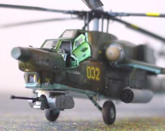 PaperCraft kit Mi-28 Havoc Helicopter 3d paper model crafting kit PDF plans to print cut & glue DIY paper craft template hobby puzzle decor
