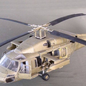 Kit de PaperCraft Helicóptero UH-60 Black Hawk Modelo de papel 3D Kit de manualidades Planos en PDF para manualidades de papel DIY Plantilla de pasatiempo Rompecabezas Decoración