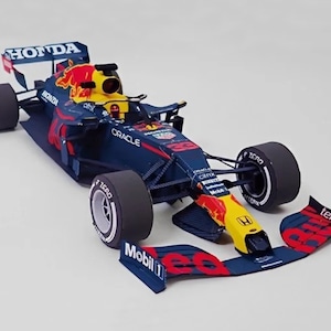 PaperCraft-kit F1 redbull raceauto 3D-bouwpakket voor papieren modellen pdf plannen om af te drukken knippen en lijmen doe-het-zelf papier knutselsjabloon voor hobby puzzeldecor