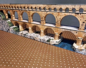 PaperCraft kit Pont du Gard ancient Roman aqueduct bridge 3d paper model crafting kit PDF plans to DIY paper craft template