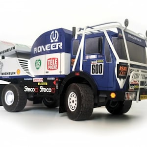 Kit de PaperCraft Mercedes Benz Groine Team Dakar 1986, camión, modelo de papel 3D, kit de manualidades, planos en PDF para imprimir y plantilla de manualidades de papel para bricolaje