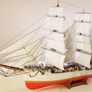 Kit de PaperCraft: modelo de papel 3D del velero Dar Pomorza, kit de manualidades, planos en PDF para imprimir, cortar y plantillas de manualidades de papel para bricolaje, como pasatiempo, rompecabezas, decoración