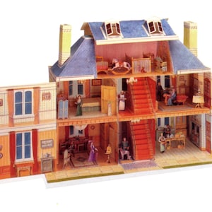 PaperCraft kit Doll-house miniature 3d paper model crafting kit colored texture PDF plans to DIY paper craft template for hobby puzzle decor