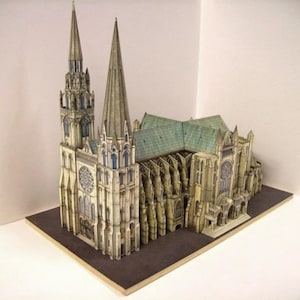 Kit PaperCraft Kit de création de modèle 3D en papier de la cathédrale de Chartres Plans PDF à imprimer, découper et coller
