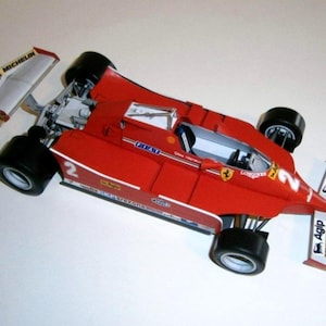 Kit de PaperCraft F1 Ferrari 126 CK Turbo, coche de carreras, modelo de papel 3D, kit de manualidades, planos en PDF para imprimir y plantilla de manualidades de papel para bricolaje, pasatiempo, rompecabezas, decoración