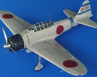 PaperCraft kit Zero-sen A6M2 airplane 3d paper model crafting kit PDF plans to print cut & glue DIY paper craft template hobby puzzle decor