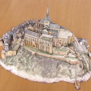 Kit PaperCraft Kit de création de modèle 3D en papier du Mont Saint Michel Plans PDF à imprimer, découper et coller