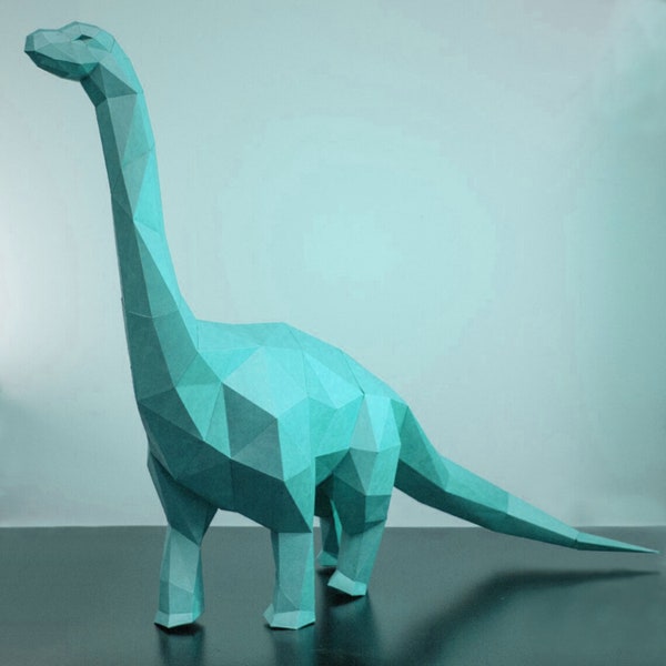 PaperCraft kit Brontosaurus Dino 3d paper model crafting kit PDF plans to print cut & glue DIY paper craft template for hobby puzzle decor