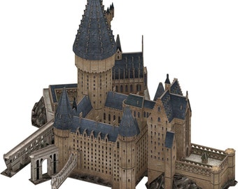 Kit PaperCraft Le château de Poudlard Kit de création de modèles 3D en papier HP Plans PDF à imprimer, découper et coller