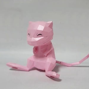 Kit de manualidades con modelos de papel 3D de PaperCraft Mew Pokemon: planos en PDF para imprimir, cortar y pegar, plantilla de manualidades de papel para decoración de rompecabezas de pasatiempos.