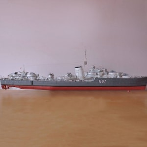 Kit de PaperCraft: HMS Lance, destructor de la Marina Real Británica, modelo de papel 3D, kit de manualidades, planos en PDF para crear plantillas de papel para manualidades, rompecabezas, decoración, etc.