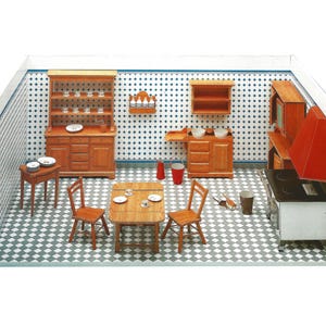 Kit de PaperCraft: casa de muñecas, cocina, miniatura, modelo de papel 3D, kit de manualidades, planos en PDF con texturas de colores para hacer manualidades de papel DIY como pasatiempo.