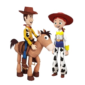 Kit de manualidades con modelos de papel 3D de Toy Story, Woody, Jessie, Bullseye, PaperCraft, planos en PDF para imprimir y plantilla de manualidades de papel para bricolaje como pasatiempo, decoración con rompecabezas