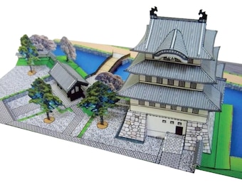 PaperCraft kit Pagoda of Oshi Castle Japan 3d paper model crafting kit PDF plans to DIY paper craft template for hobby puzzle decor