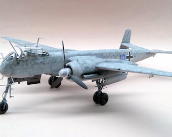 PaperCraft kit Heinkel He 219 Uhu eagle-owl airplane 3d paper model crafting PDF plans DIY template