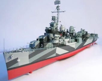 PaperCraft kit USS Leutze WW2 3d paper model crafting PDF plans DIY template