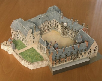 PaperCraft kit Chateau de Blois 3d paper model crafting kit PDF plans to print cut & glue DIY paper craft template for hobby puzzle decor