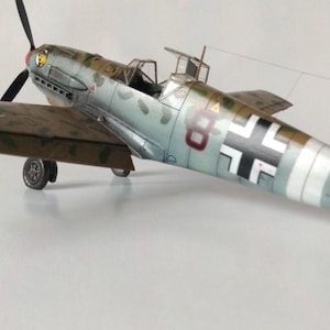 Kit de PaperCraft: avión Messerschmitt bf-109, modelo de papel 3D, kit de manualidades, planos en PDF para imprimir y plantillas de manualidades de papel, rompecabezas, decoración