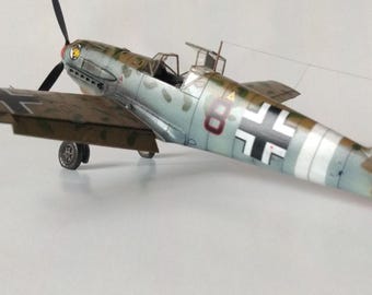 PaperCraft kit Messerschmitt bf-109 airplane 3d paper model crafting kit PDF plans to print & DIY paper craft template hobby puzzle decor