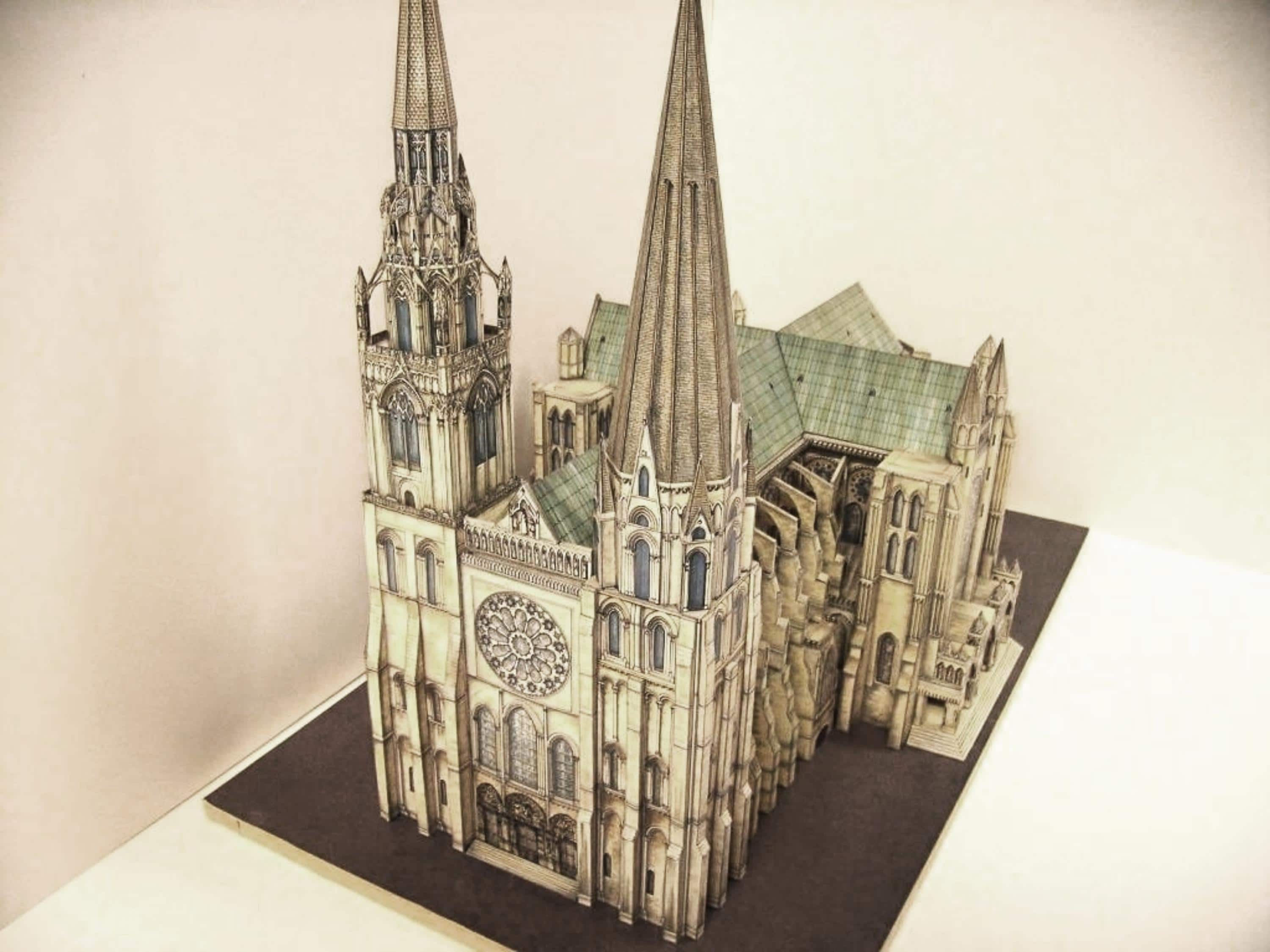 Papercraft Kit Chartres Cathedral Paris 3d Paper Model Crafting