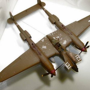 Kit de manualidades con modelos de papel 3D del avión P-38 Lightning de PaperCraft, planos en PDF para imprimir, cortar y pegar, plantilla de manualidades de papel para bricolaje, pasatiempo, rompecabezas, decoración
