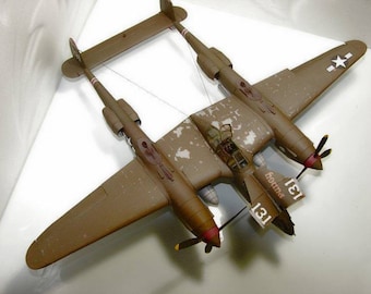 PaperCraft P-38 Lightning airplane 3d paper model crafting kit PDF plans to print cut & glue DIY paper craft template hobby puzzle decor