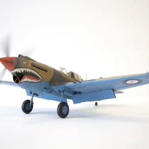 Kit de PaperCraft: avión Curtiss P-40 Tomahawk, modelo de papel 3D, kit de manualidades, planos en PDF para imprimir y plantilla de manualidades de papel, pasatiempo, rompecabezas, decoración