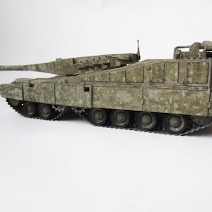 Kit de PaperCraft: Tanque soviético experimental Object 490, modelo de papel 3D, kit de manualidades fácil, planos en PDF para imprimir y plantilla de manualidades de papel DIY, decoración de pasatiempos.