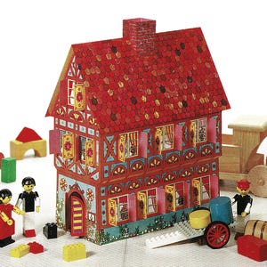 Kit de PaperCraft: casa de juegos en miniatura, kit de manualidades de modelos de papel 3D con textura de colores, planos en PDF para crear plantillas de manualidades de papel para decoración de rompecabezas de pasatiempos.